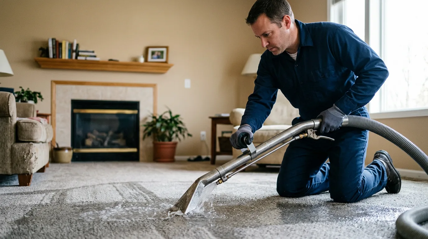 Water damage restoration technician working near Lyburn, WV